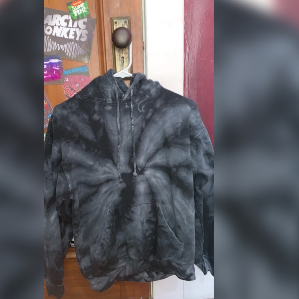 tie dye black and gray hoodie